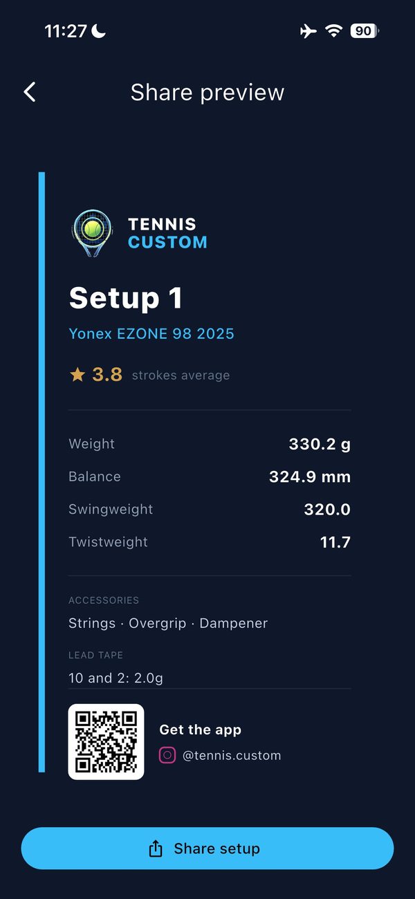Tennis Custom setup sharing screen